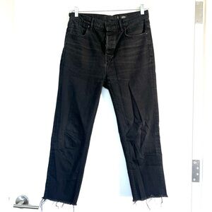 Alexander Wang black faded cropped raw hem boyfriend jeans